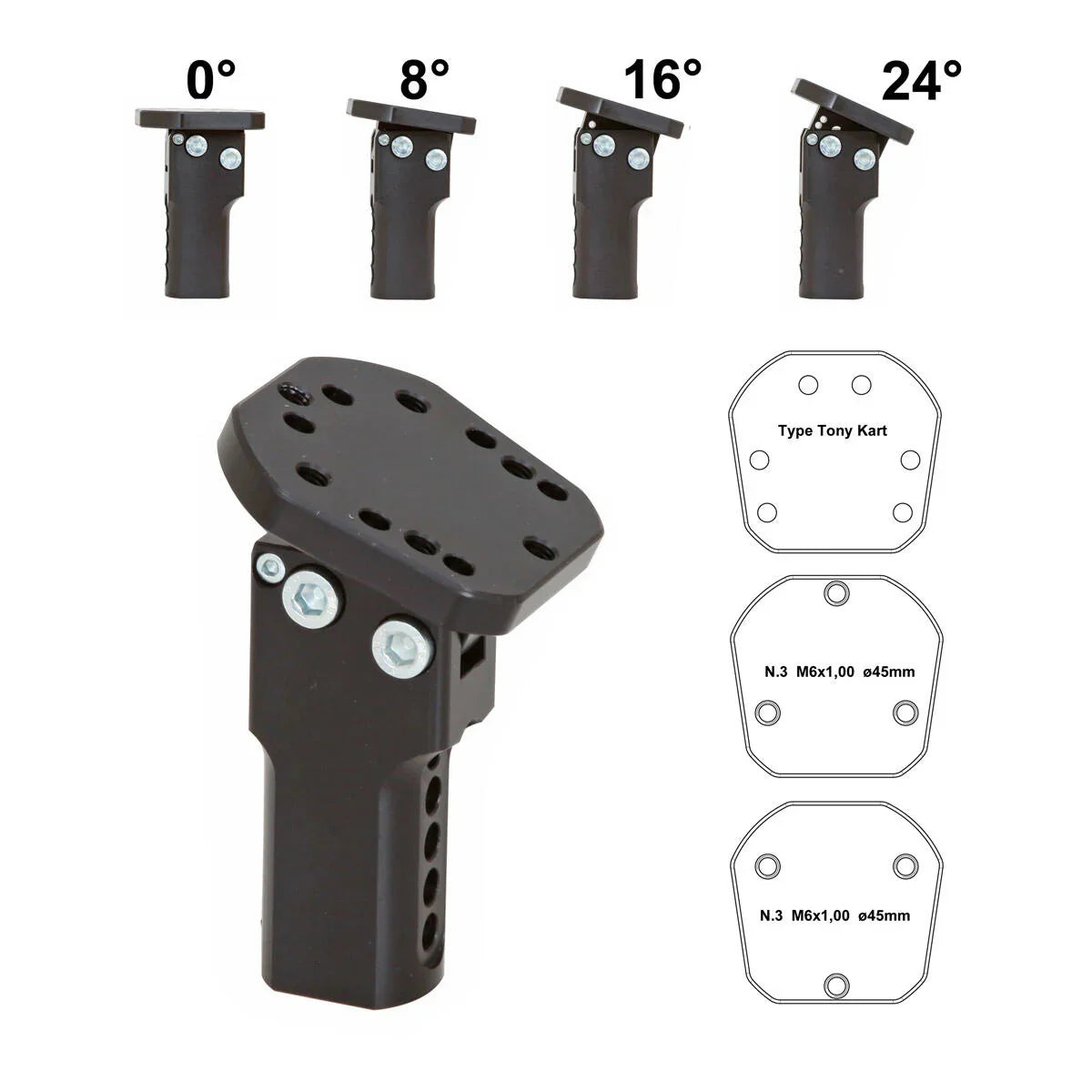 RR stuursupport verstelbaar zwart lang - KartKings