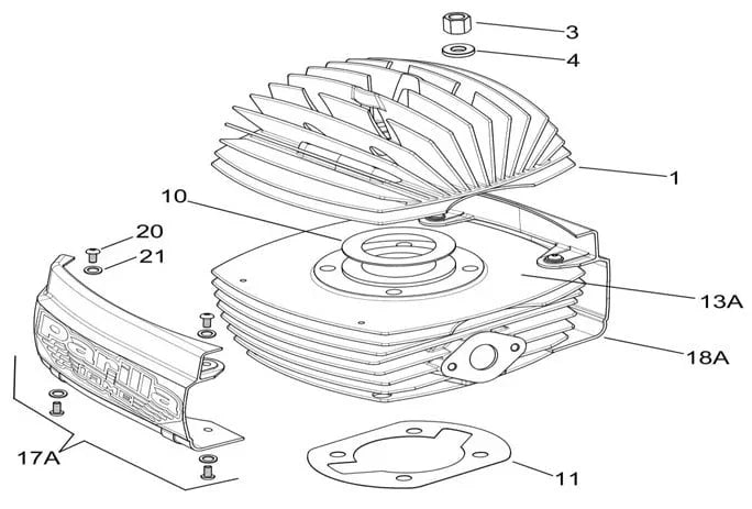 Iame 60cc Swift cilinder cover tandwiel zijde - KartKings
