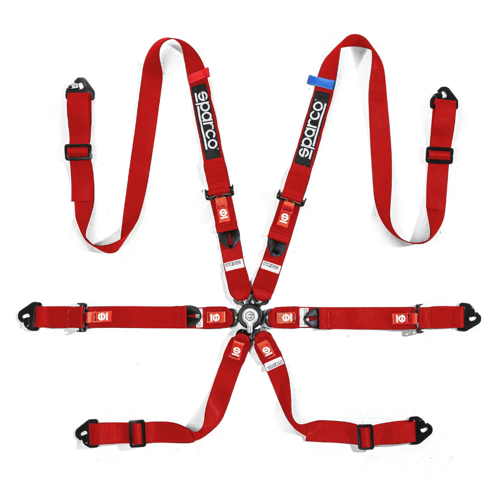 Sparco Competition H-2 PU 6-Punkt-Gurt rot