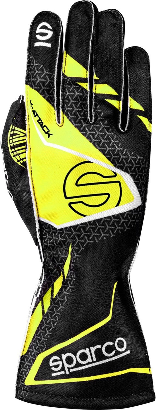 Sparco K-Attack Karthandschuhe Schwarz/Fluoreszierendes Gelb