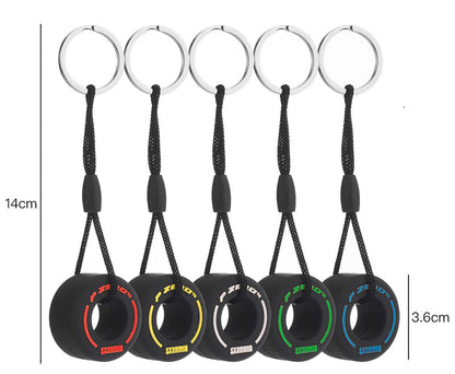 Formel 1 Schlüsselanhänger 5er Set | Gelb | Weiß | Rot | Grün | Blau | Pirelli | F1