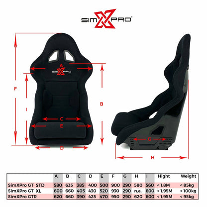 SimXPro® GT-RS® XL GT SEAT + Sitzhalterungen enthalten