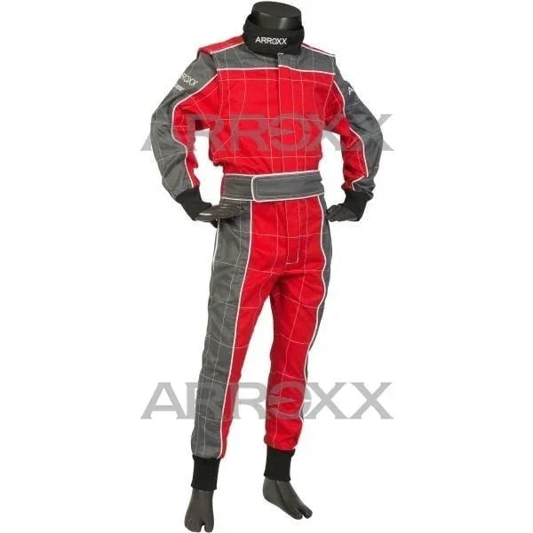 Arroxx overall katoen rood/grijs - KartKings