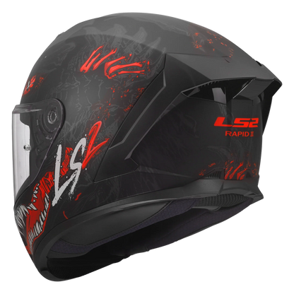 LS2 FF820 Rapid III Kaiju matt zwart/rood - KartKings