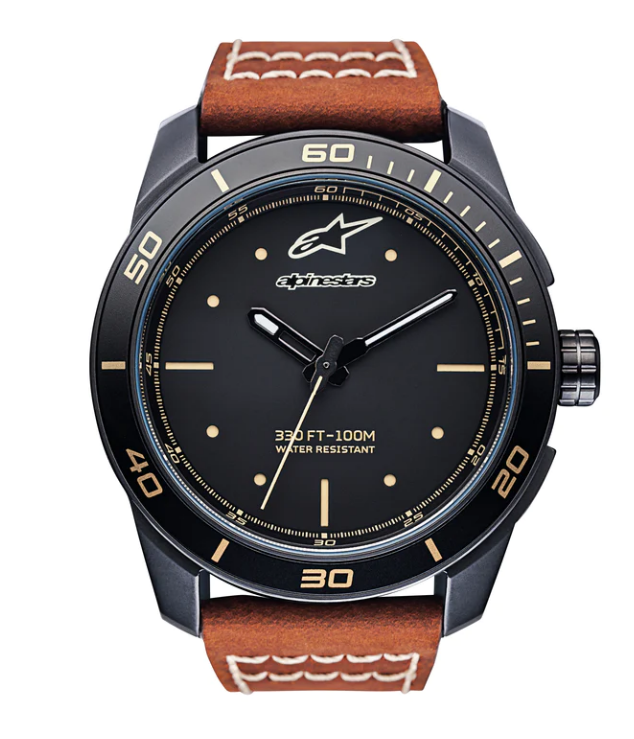 Alpinestars tech 3H matt zwart / bruin leren strap