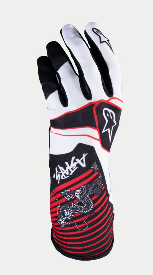 Alpinestars Tech 1-K V2 KAZE Limited Edition Handschuhe schwarz/weiß/rot