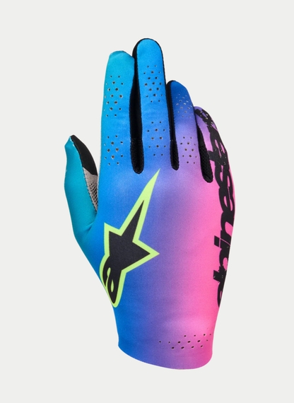 Alpinestars Sim Racing Handschuhe Grafik 2 Cyan/Pink/Fluoreszierendes Gelb
