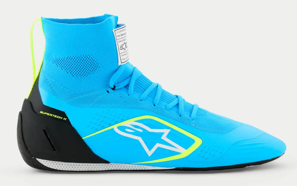 Alpinestars Supertech K FIA kartschoenen Licht Blauw / Fluor Geel - KartKings
