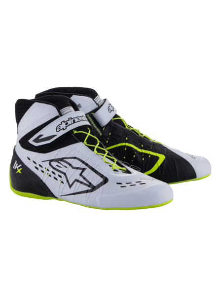 Alpinestars KX V3 FIA-zugelassene Kartschuhe Schwarz/Weiß/Fluoreszierendes Gelb