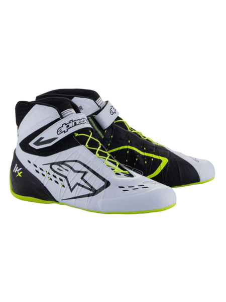 Alpinestars KX V3 FIA-zugelassene Kartschuhe Schwarz/Weiß/Fluoreszierendes Gelb
